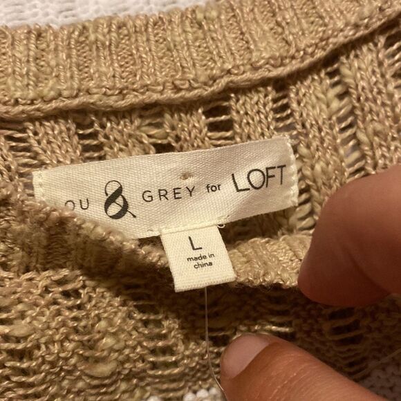 Nwt lou & grey tan and white sleeveless tunic sweater L - Picture 7 of 8